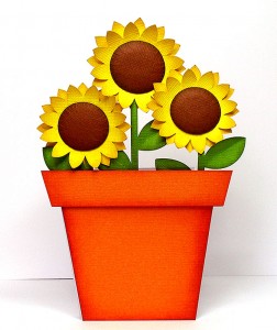 sunflower digital stamp pot plant cut file template